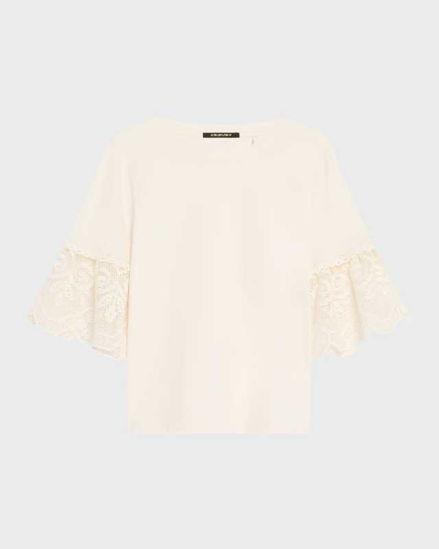 Amanda Floral Lace-Cuff Cotton T-Shirt
